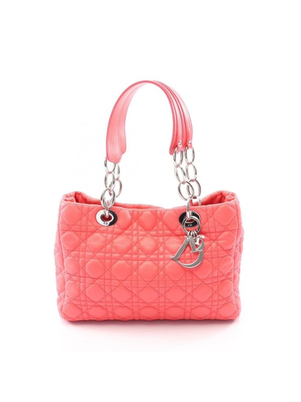 Dior Tote Bag Cannage Coral Pink Leather